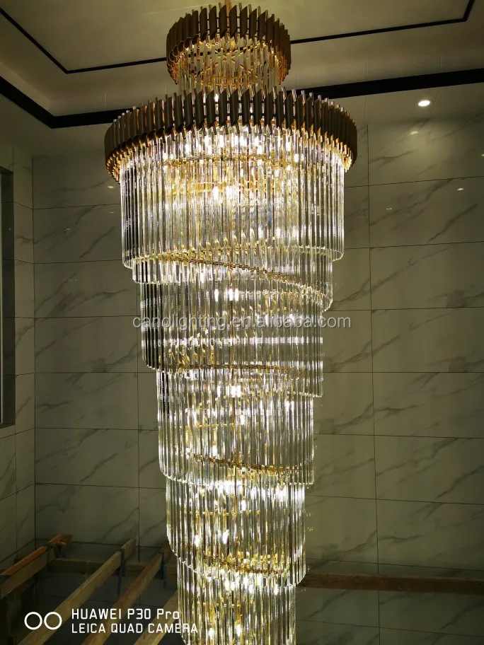 Роскошная хрустальная люстра в стиле постмодерн с золотым освещением для отеля винтовая лестница большая светодиодная декоративная лампа коридора