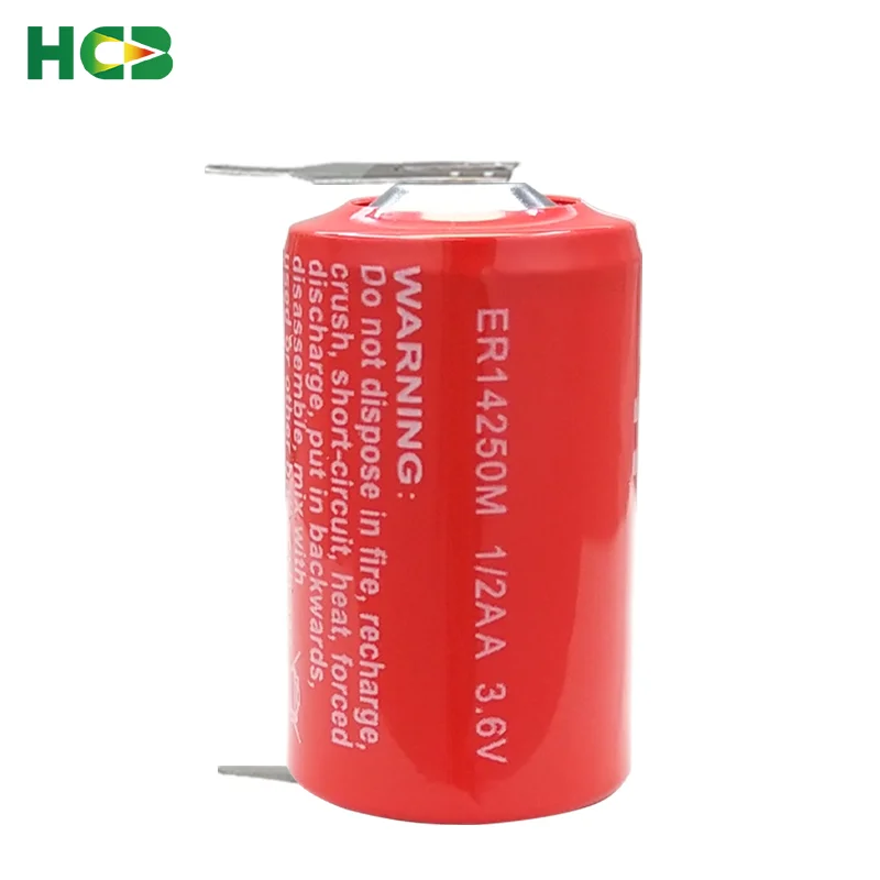 HCB ER14250M With Solder Pins 3.6V Primary Li-SOCL2 Battery For Gas Meters And Sigfox Device insulin pump