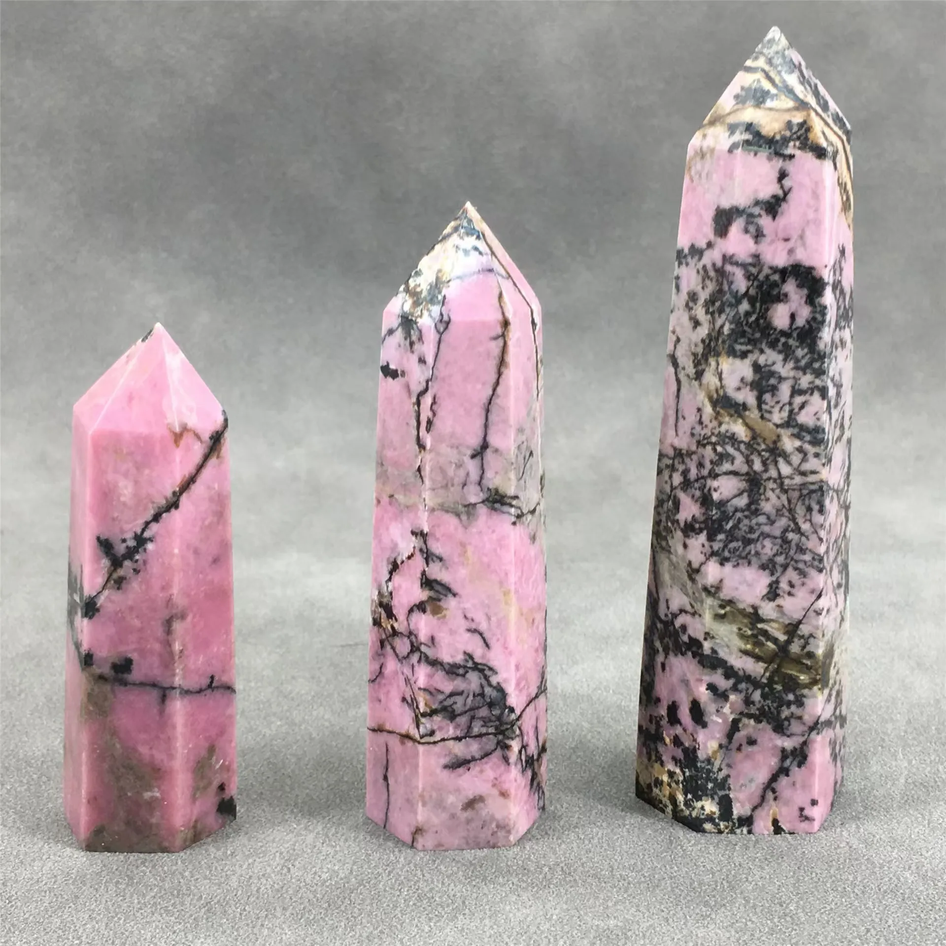 Hot Sale Natural Crystal High Quality Craft reiki mineral Rhodonite Stones Point pink tower For office table fengshui