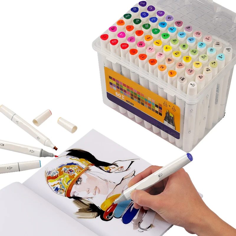 Acrylic Marker 24 30 36 48 Alcoholic Markers Dual Tip Paint Marker Pens With Customized Brand Everbright