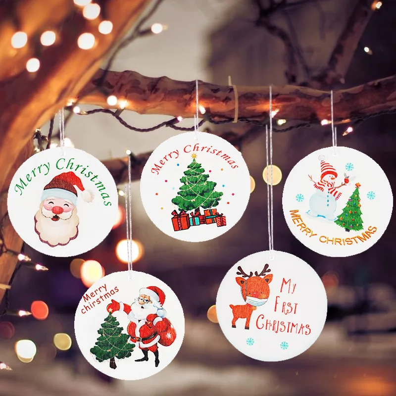 Amazon Home 6ps Christmas Decorations Christmas Tree pendants elderly face masks Wooden pendants