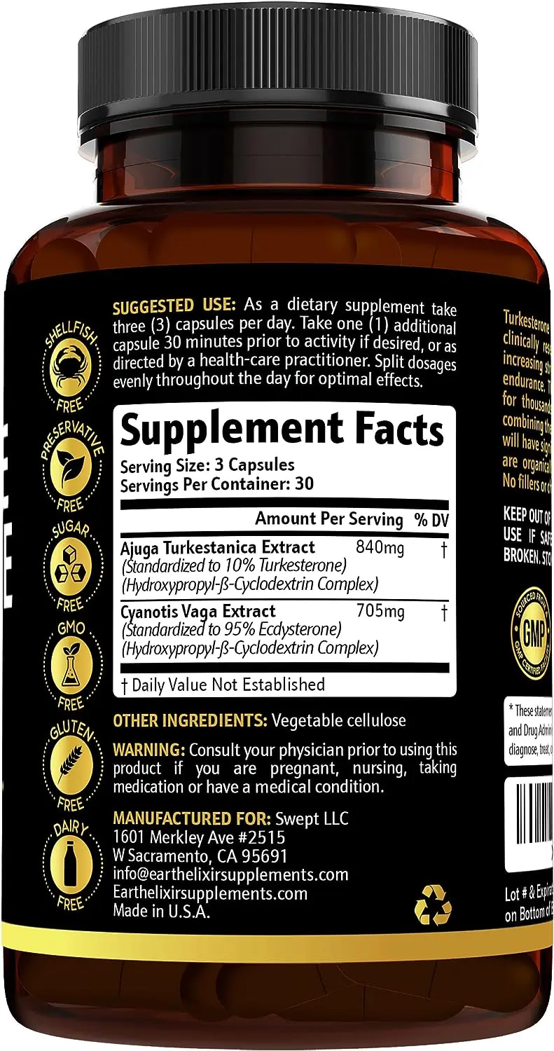 OEM/ODM Turkesterone + Ecdysterone | Anabolic Supplement capsules with Lab Synthesized Cyclodextrin