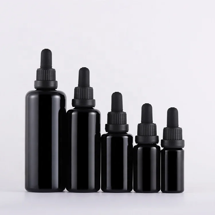 Empty Frosted Black Matte Glass  Bottle Sunscreen Tanning Oil Packaging Skincare Skin Care Cosmetic Bottle Jar Set