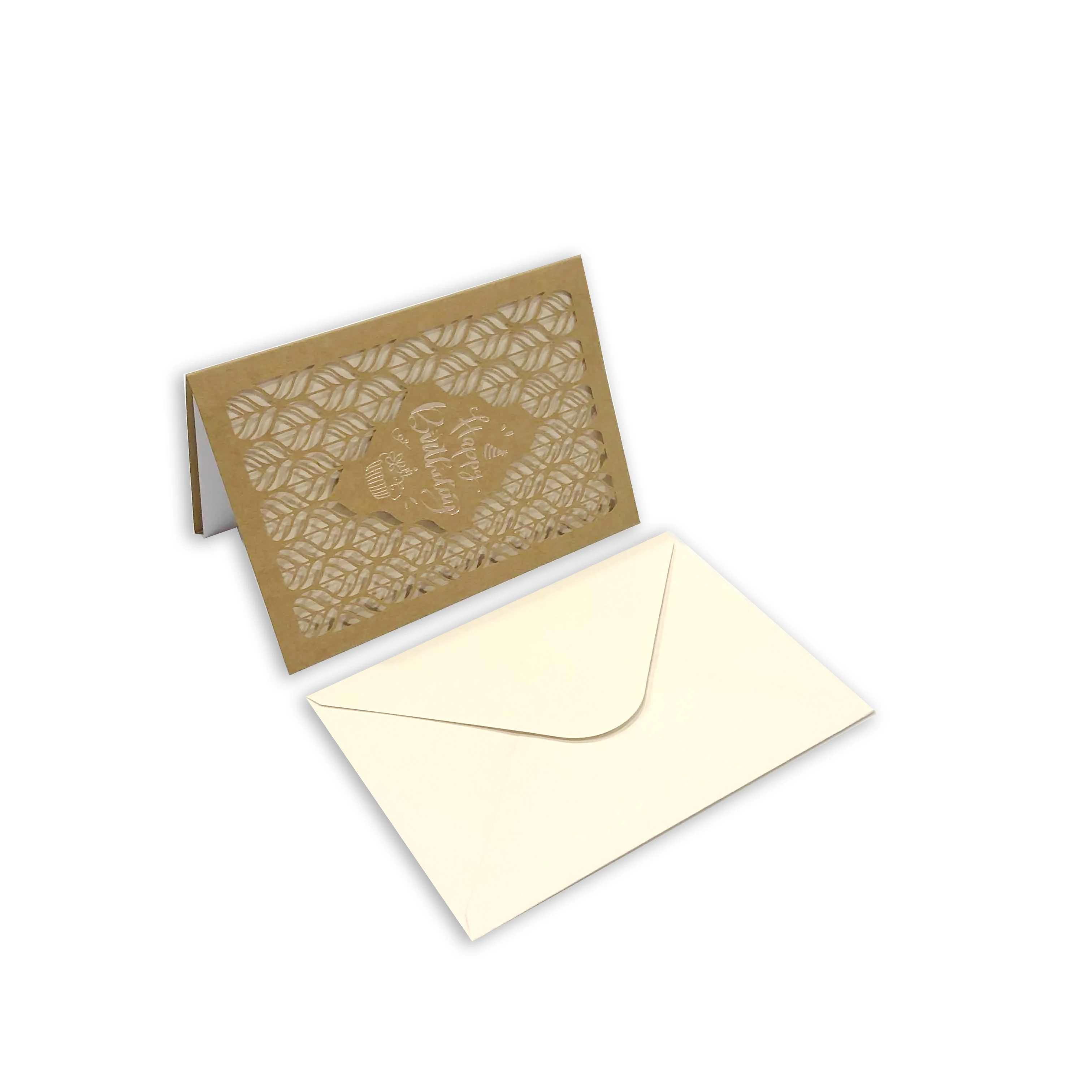 Laser cutting kraft paper custom girls happy birthday card luxury hot stamping boy birthday cards 17 new design