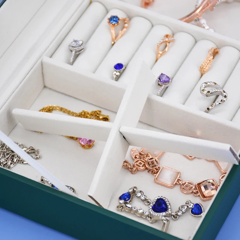 Customized Velvet Covered Foldable Storage Jewelry Window Box Transparent Top Glass Container Glass Jewelry Box