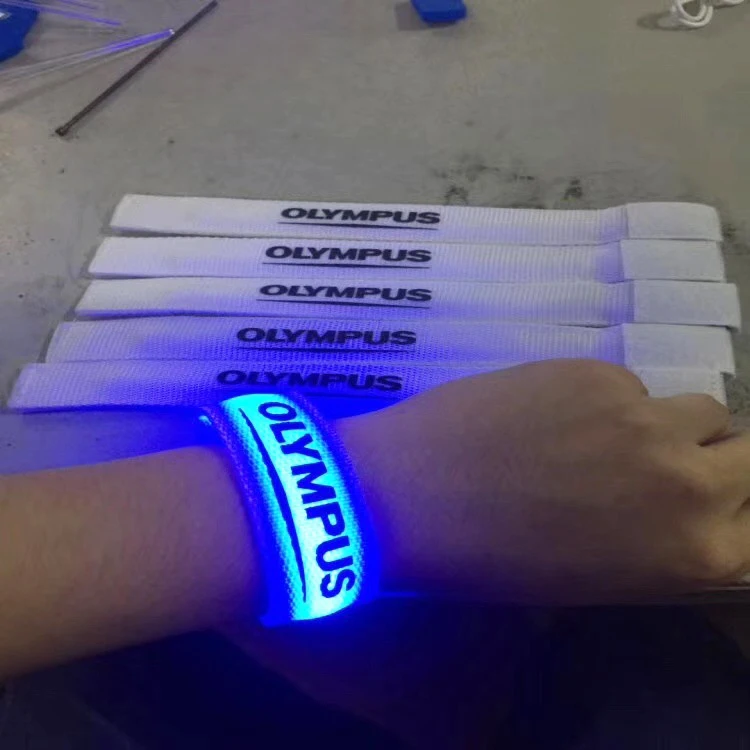 Festival Concert Personalized Vibrating Glowing Light up Luminous Fabric Custom Promotional Bracelets Led Wristbands for Events