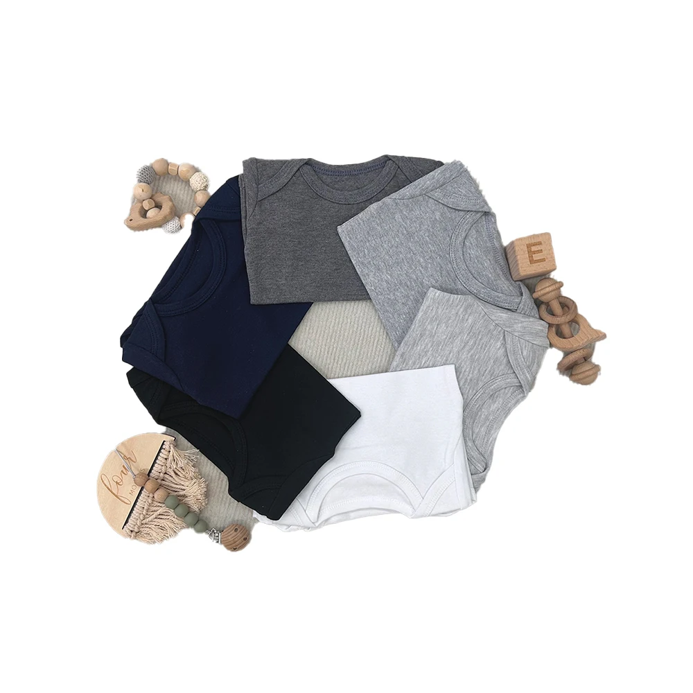 Cotton custom logo baby soft one piece top romper baby bodysuits cheap rompers solid color