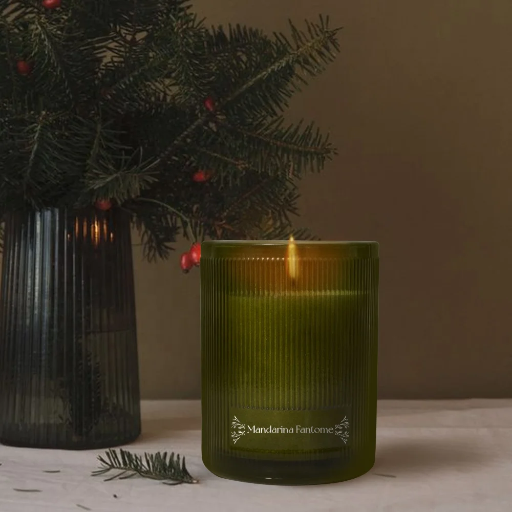 Wholesale Luxury Olive Grey Soy Wax Christmas Scented Candles Gold Fragrance Custom Decal Home Decor Gift Set