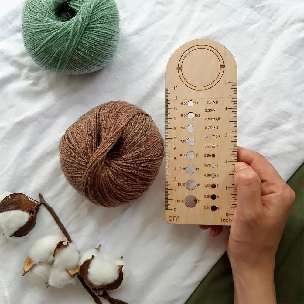 Wooden Knitting Gauge Ruler Wood