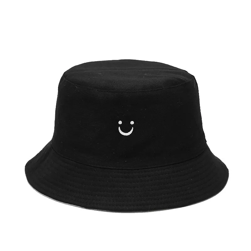 Private Label Large Designer Plain Blank Bulk Adult Cotton Customized Embroidery Smile Printed Logo Fisherman Bucket Hat