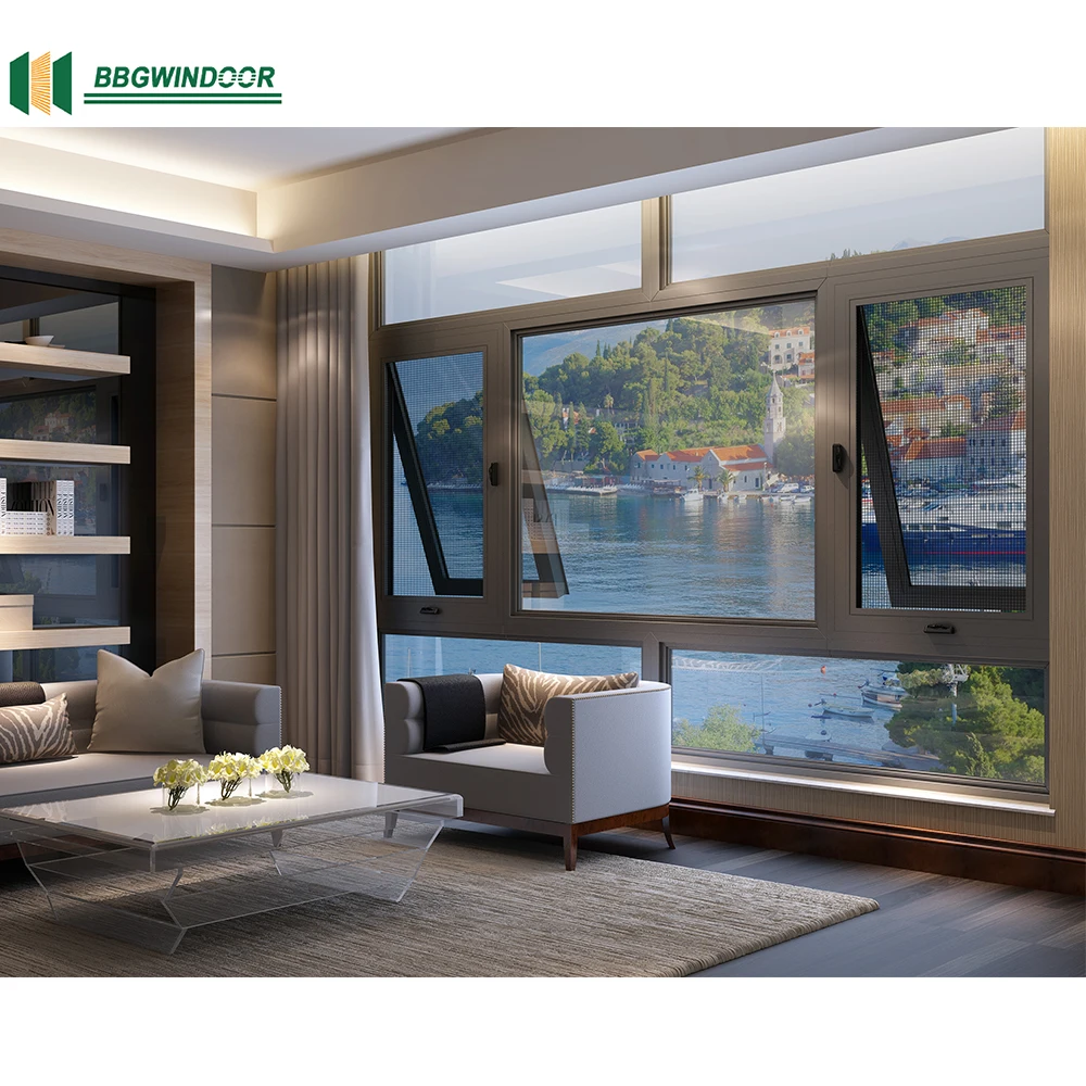Lukliving Awning Windows Custom Modern Double Glazing Interior Aluminum Ceiling Hanging Glass Awning Windows