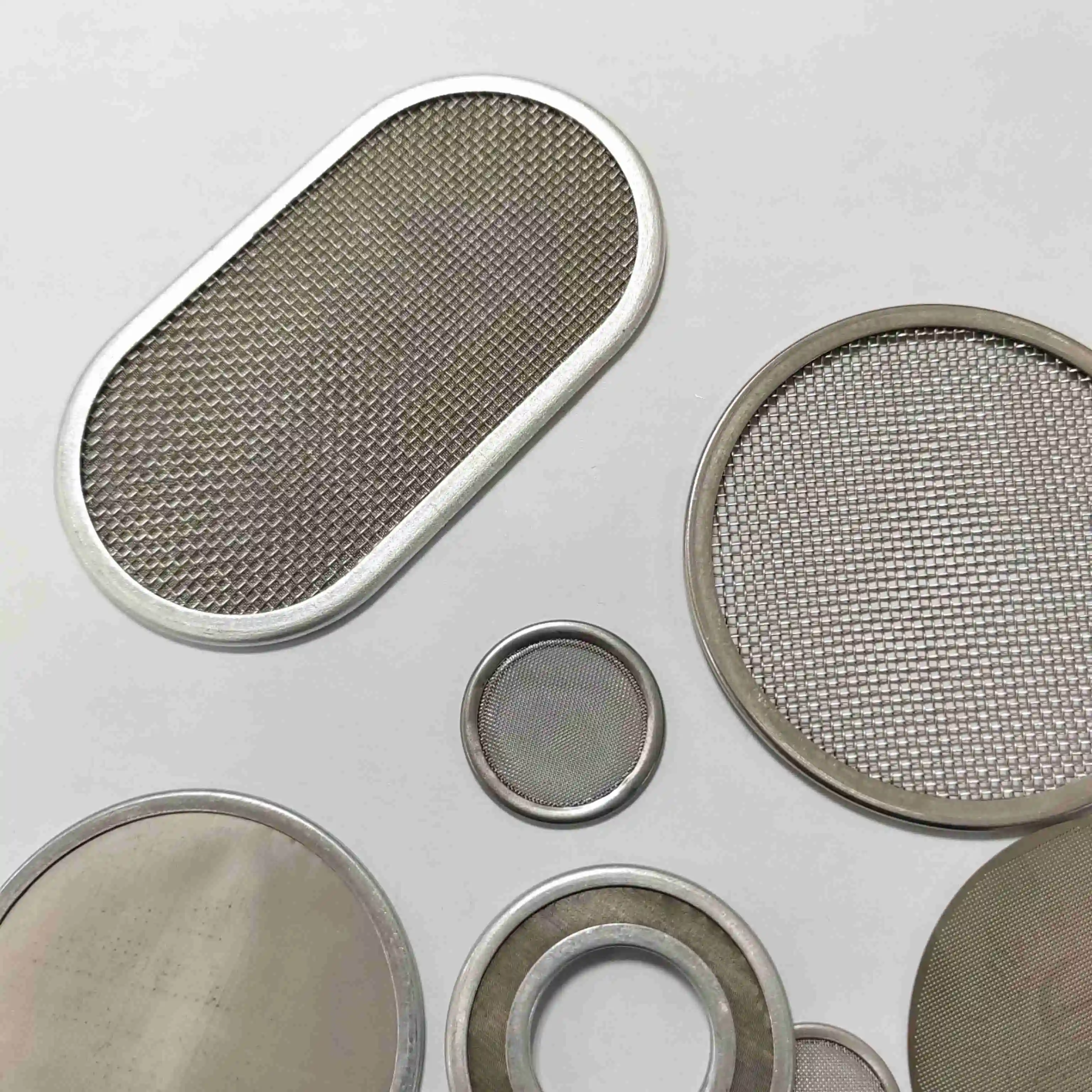 Customized various shapes 304 stainless steel multi-layer metal mesh filter disc with aluminum edges