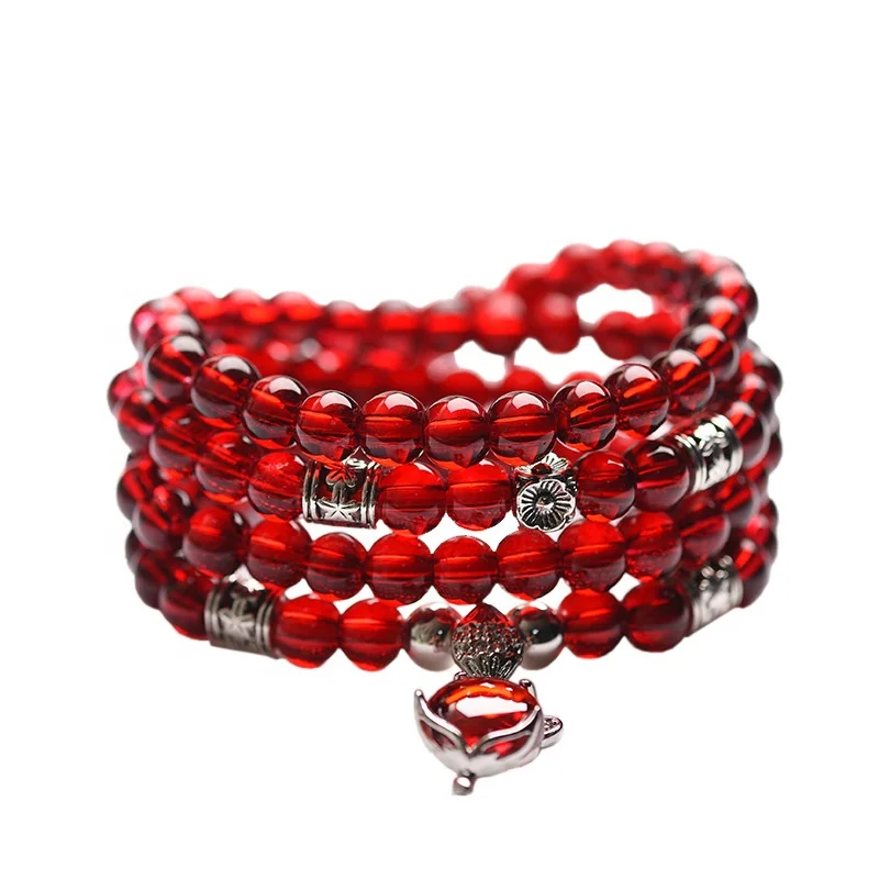 Fashion Multi Red Beaded Chain Bracelets And Charms Wholesale