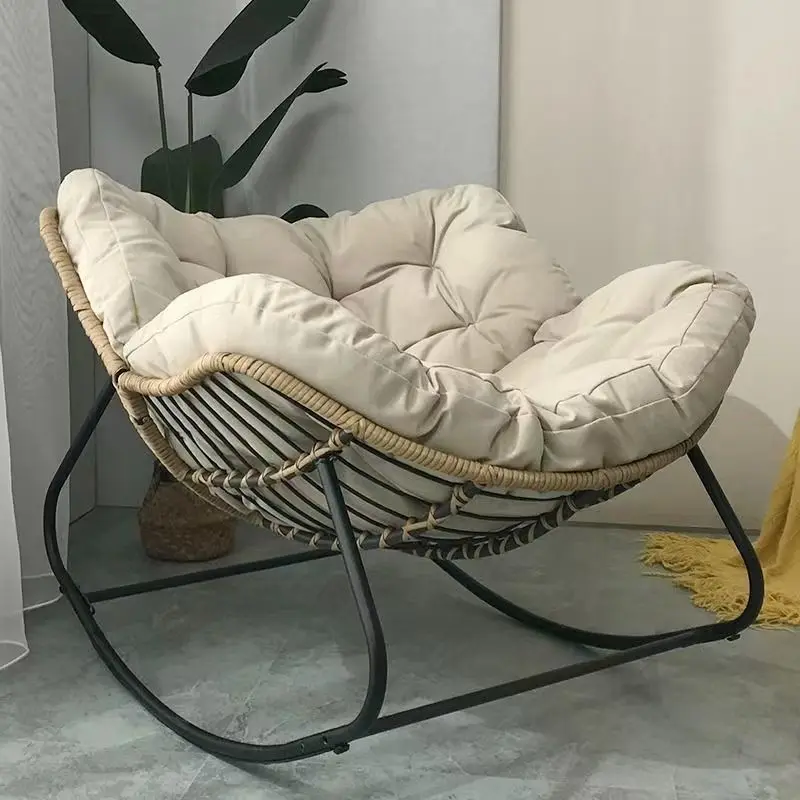 High Quality Modern Luxury Outdoor Indoor Furniture Rattan Rocking Leisure Chair Garden Living Room Lazy Papasan Recliner Chair
