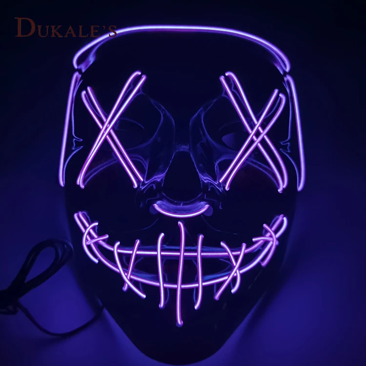 2021 Hot Halloween Led Mask Purge Neon Mask Election Mascara Costume Dj Party Light Up El Masks Glow Dark Punk Fashion Cosplay