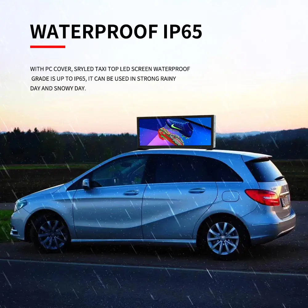 Outdoor P3 Taxi Roof LED Display Universal Miniature Double Side LED Signage for Small Cars for Outdoor Advertising