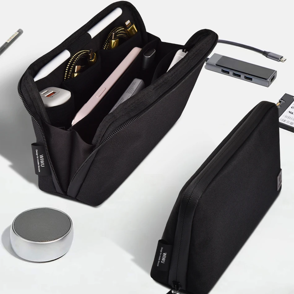 WIWU Portable Electronic Organizer Travel Accessories Cable Bag Universal Cord Storage Case Carrying for Cable, Cell Phone
