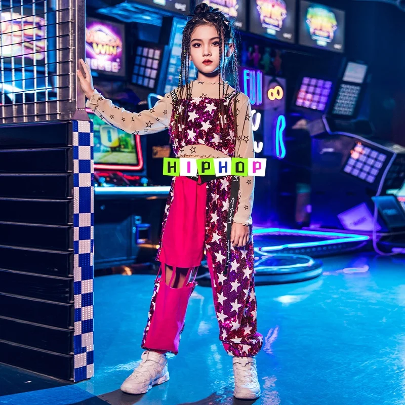 Wholesale Hot Sale Street Jazz Dancing Performance Clothing Suit Loose Fashion Hip-Hop Girl Outfit clothes