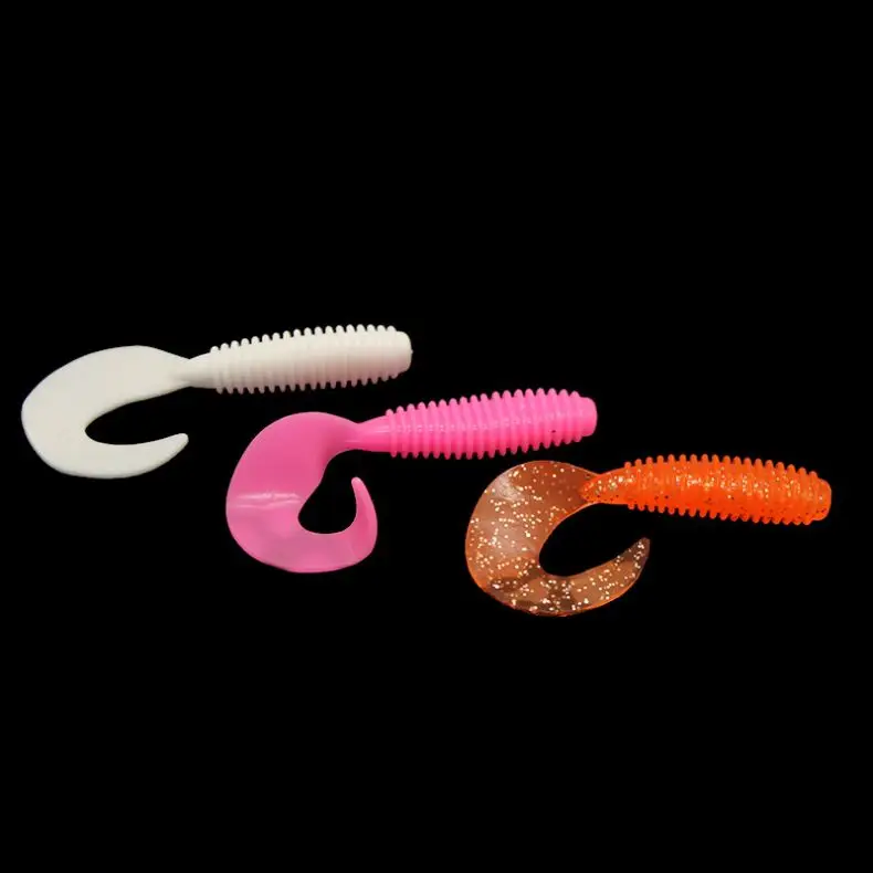 WeiHe 5cm/6cm/7cm 9colors Soft Rubber Bait Fishing Lure Jig Wobbler Soft Worm Curl Worm Soft Lure Bass  Long Tail Swimbait