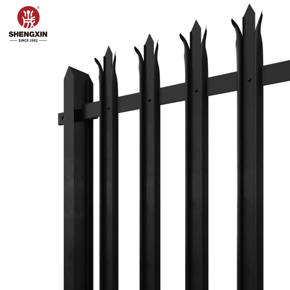 Powder Coated Wrought Iron Spear Top Steel Palisade, W Pale Galvanized Steel Palisade Fence
