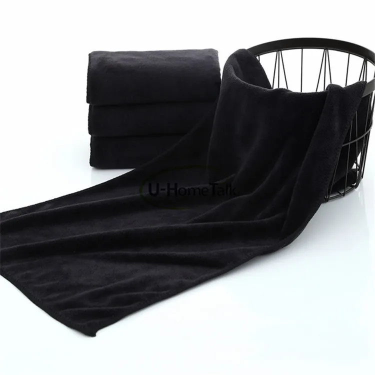 U-HomeTalk UT-MF099 Black Hairdressing Microfiber Towel Microfiber Towel for Barber Shop and Beauty Salon Custom LOGO