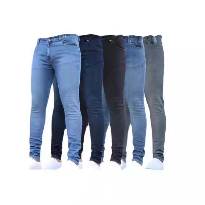 2022 Custom Jeans Designer Fashion Solid Color Blank Tapered Jeans Men Slim Jeans Pants for Men