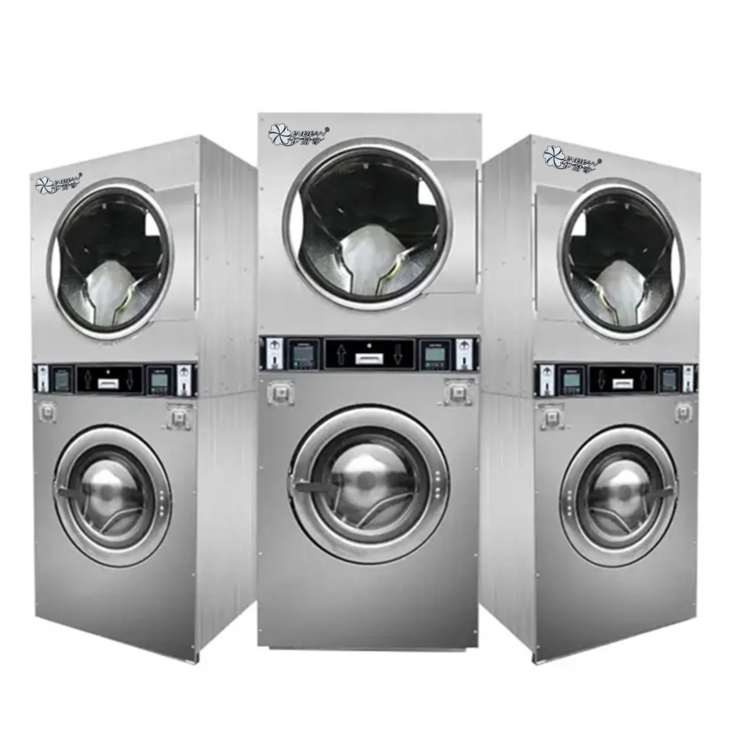 New type self-service double deck washing machine, washer and dryer