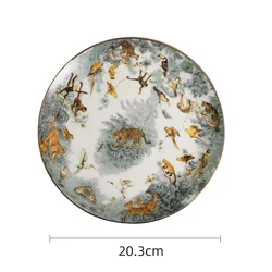 ZC European Equatorial Jungle dinnerware sets plate  cup and saucer set gold rim bone China  afternoon tea cup set