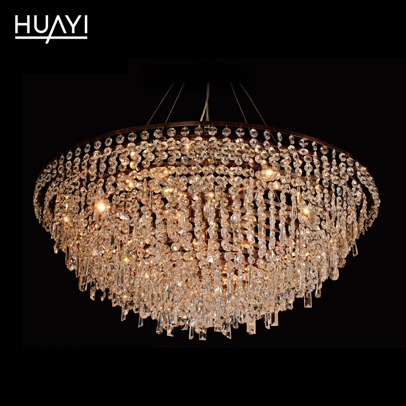 Custom Modern Luxury Large Iron K9 Crystal Chandelier Hotel Decorative Pendant Light