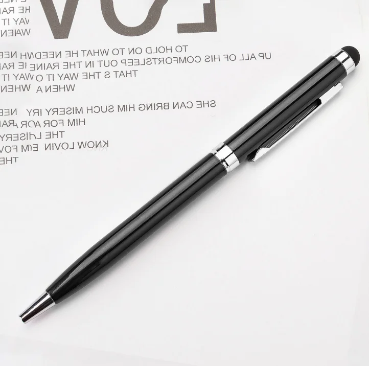 black silver gold Simple hotel logo metal ball pen slim cheap price stock short oil ink pen Matte soft ball pen
