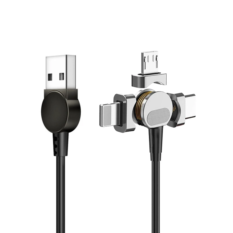 180-degree rotating detachable magnetic USB charge data cable for Android iPad MacBook