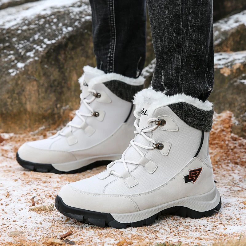 
2019 Wholesale Outdoor waterproof leather ladies winter warm snow boots casual men women ankle boots shoes 