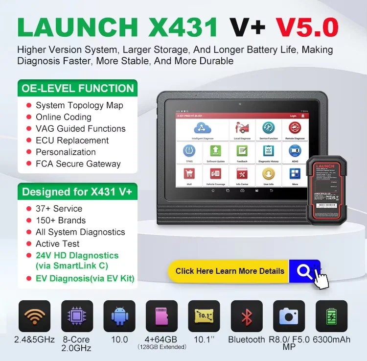 Launch Scanner X-431 V+ V5.0 Supports DOIP Car Diagnosis obd Auto Diagnostic Tools
