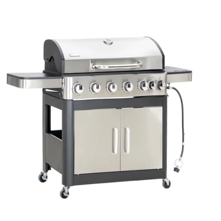 7 Burner Liquid Propane stainless steel  Gas BBQ Grills  with Side Burner and Cabinet barbeque grill