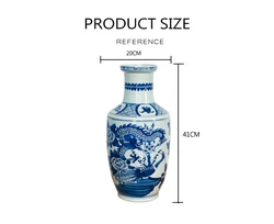 Chinese porcelain vase with blue and white hand painting  dragon classical ceramic vintage bottle for hotel and home decorative