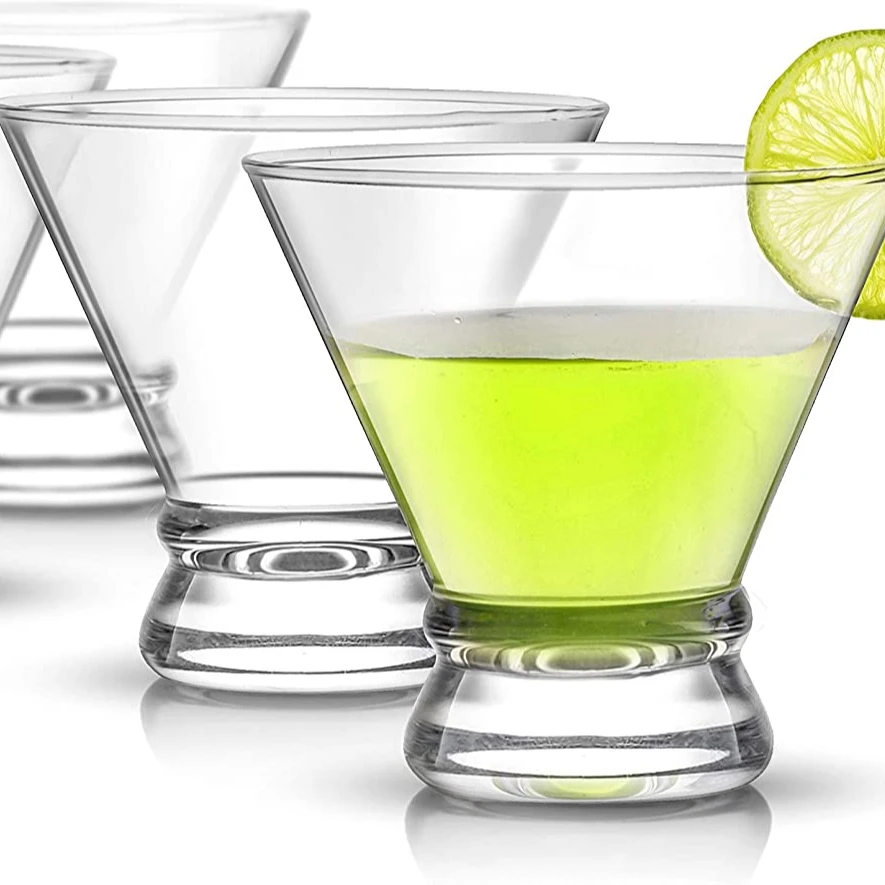 flat Afina 4-Piece afina Cocktail glass Set 8-Ounce Martini stemless Wine champagne set stemless european glass cup