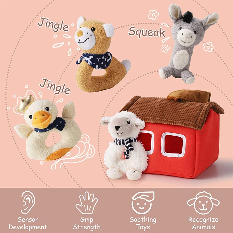 Sonajas Baby Soft Rattles Sound Toys Animal Infant Handbells Early Development Hand Grip Baby Toys