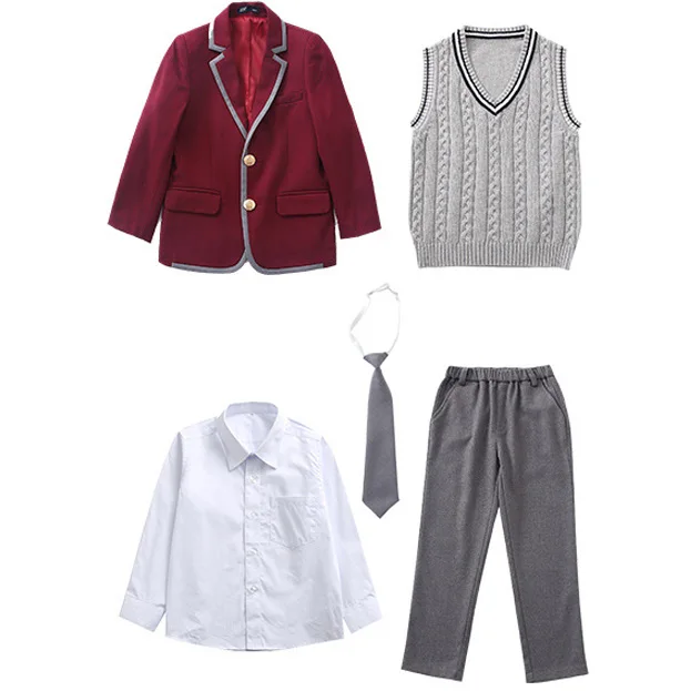 Fashion High School Uniform For Children Fabric For School Uniforms Models Boys Girls Red School Uniforms