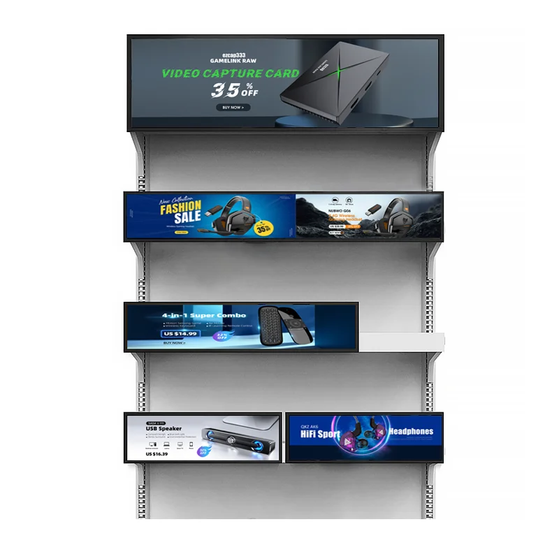 Digital Shelf Edge Advertising LCD Signage Wide Touch Screen Display Panel for Elevator Use