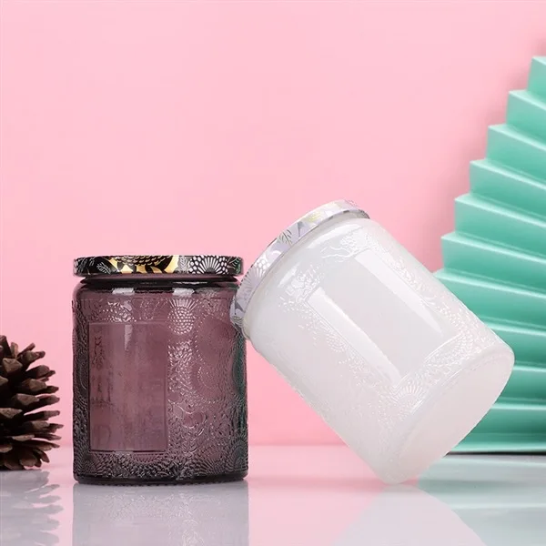 Custom Stickers 200ml Empty Container Cylinder Shaped Candle Glass Jar