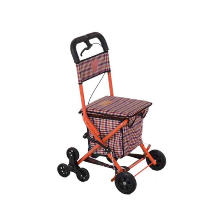 Healthcare Old People Shopping Cart Lightweight Adult Elderly Folding Rollator Walker With Seat