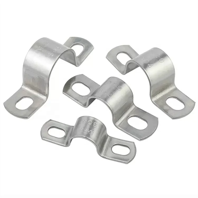In Stock 8mm-500mm Clamp Range SS304 Stainless Steel Heavy Duty 2 Hole U Type Pipe Strap Saddle Clamp