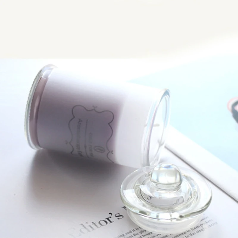 High Quality Home Decorations Lavender Glass Jar Candle Soy Wax Aromatherapy Scented Candles