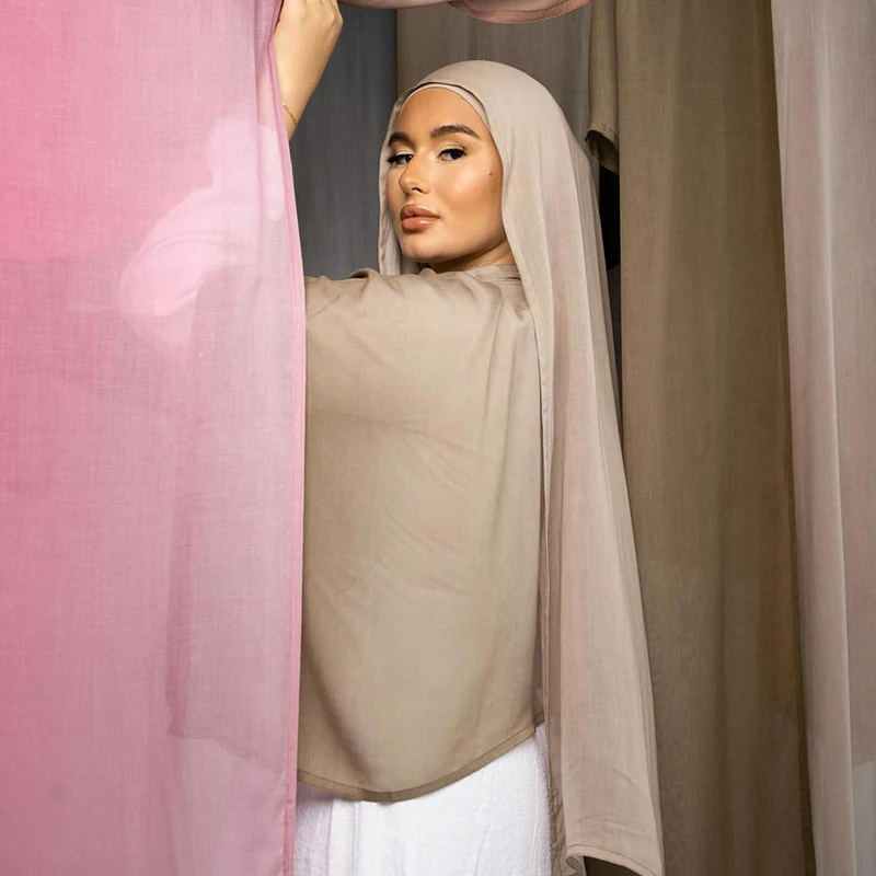 FRC ombre Modal Hijab for Women Muslim Headwear cotton Scarf double stitching hijab Long Islamic Lightweight modal  soft hijab
