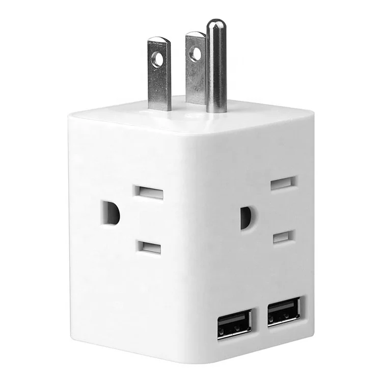 Charger Extension Wall Socket 4 Outlet USA Japan Plug Surge Protector Power Strip With 2USB