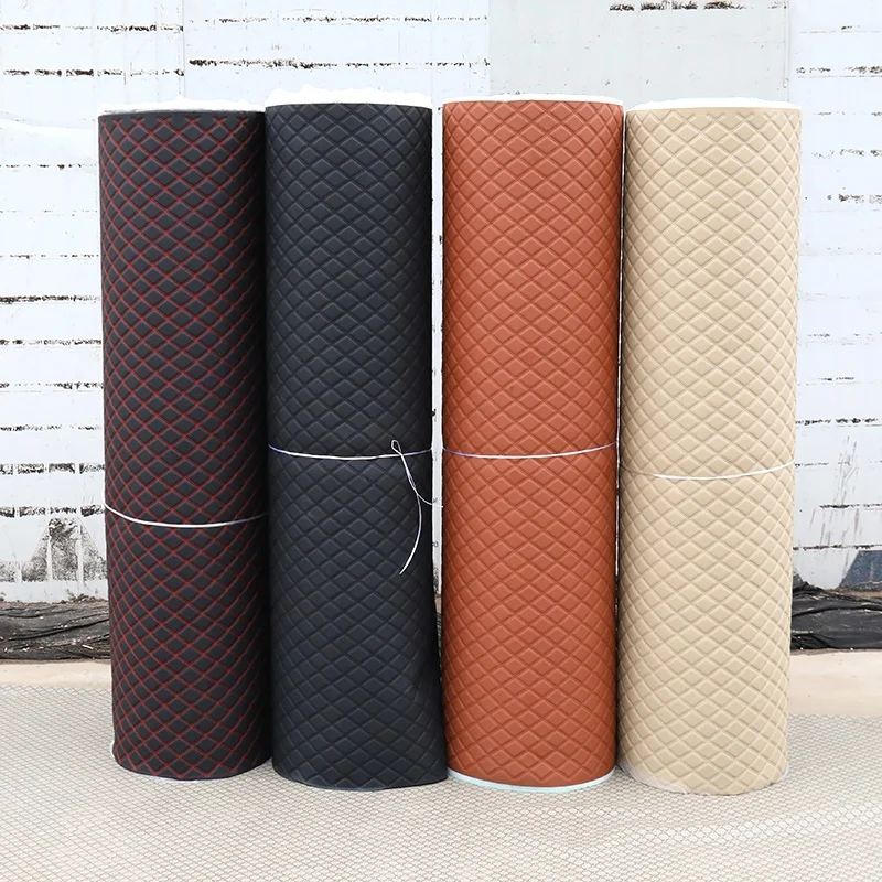 Classical Quilted Embroidery PVC Leather Sponge Rolls For Car Seat Covers