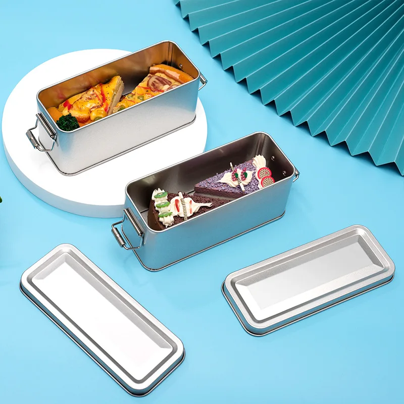 Outdoor Food Container Storage Box Rectangle Lockable Adult Aluminum Metal Box Custom Cakes Coffee Lunch Box