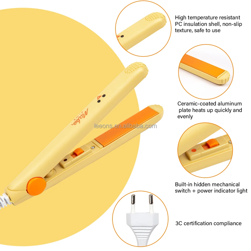 Travel Portable Mini Flat Iron Smart Ceramic Tourmaline Hair Straightener Small Flat Irons for Short Hair