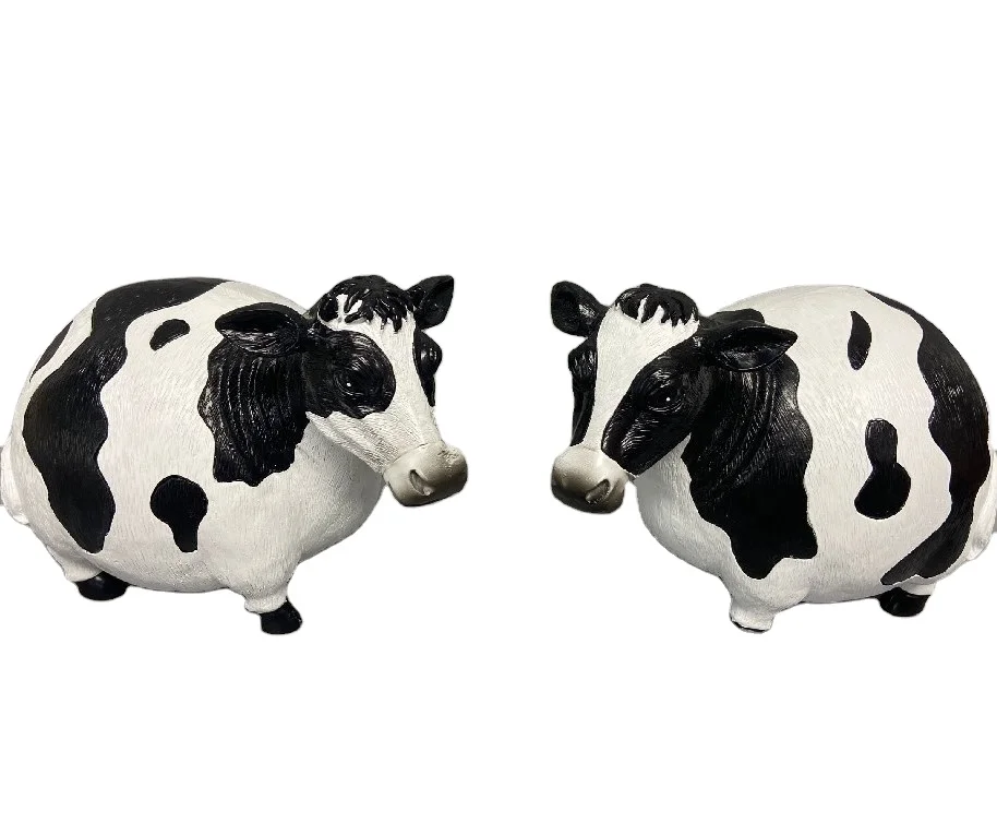 2asst, polyresin fat  cow animal desktop home decoration , black&white