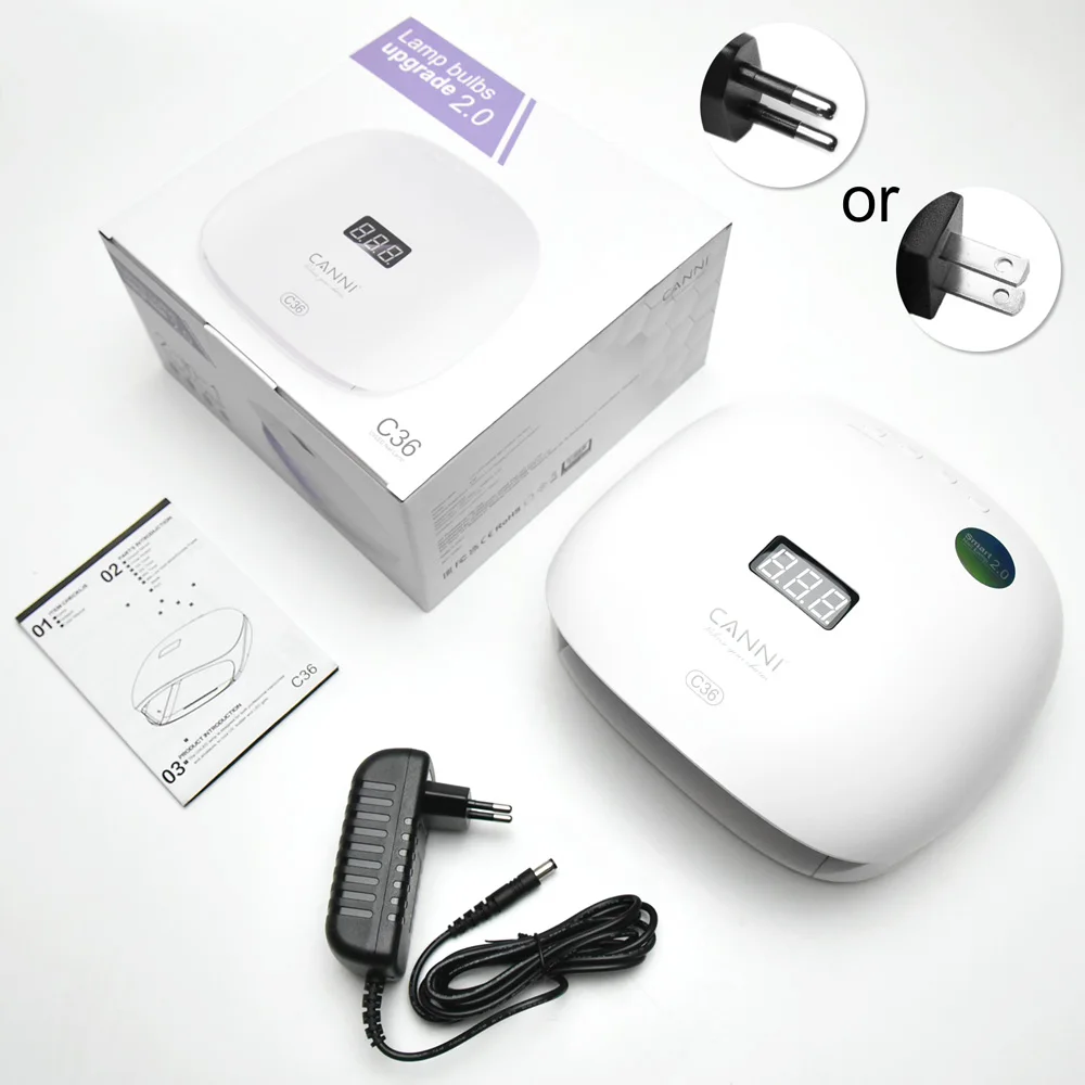 CANNI 2023 LED&UV LAMP 48W fast dry nail gel machine 100-&240v US&EU Plug 10s&30s&60s 36pcs Lamp Bulbs  uv gel lamp